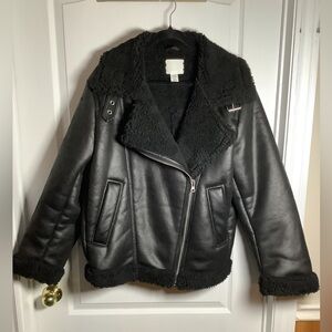 H&M Faux Shearling Moto Jacket
